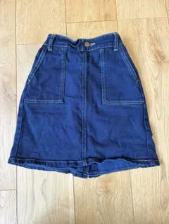 ダークブルー デニムスカート ポケット付き