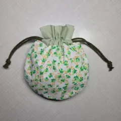 ハンドメイド　まんまる巾着袋　ミニ巾着袋 『211』花柄巾着袋小物入れミニポーチ