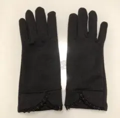 スマホ対応★レディース☆手袋★裏起毛☆ブラック★黒☆レース★花☆タッチパネル対応