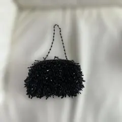 ビーズ装飾 黒 パーティーバッグ