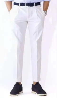 【美品】ドレステリア ✖️干場義雅　ワンプリーツコットンパンツ　ホワイト 2026年最新】DRESSTERIOR カラー：ホワイト系 メンズ チノパンの人気