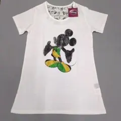ディズニー　ミッキーマウス　Tシャツ　ビーズ装飾　 ホワイト　M　未使用タグ付きのサムネイル