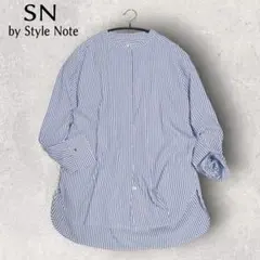 最終価格！StyleNoteバンドカラーストライプオーバーシャツLL大きいサイズのサムネイル