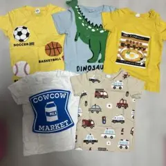 男の子 Tシャツ 5枚セット 知育服 90-100cm