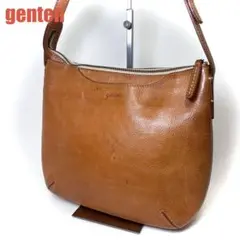genten ゲンテン トスカ レザー ショルダーバッグ ブラウン シボ革