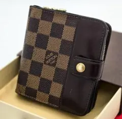 n*n様 ☆極美品大人気本物鑑定済ルイヴィトンダミエコンパクトジップ折財布