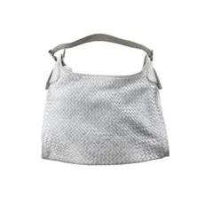 y2k 編み込みホワイトレザーバッグ　ショルダーバッグarchive平成