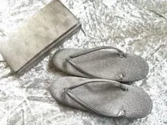 冠婚葬祭用シルバー草履とクラッチバッグセット