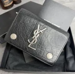 SAINT LAURENT クロコ型押し マネークリップ コインケース セット