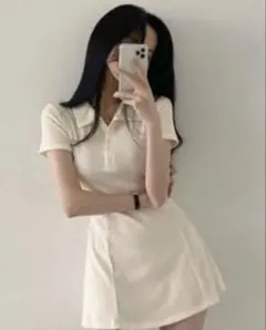 SHEIN DAZY ウエストシャーリングミディ丈サンドレス ベージュ