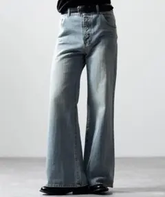 CLEL】ヴィンテージデザイン パンタロンデニムパンツ ブラックケミカル 