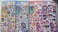 【新品】サンリオ はっぴーフォン ステッカー 4種セット（ガラケー・平成レトロ）