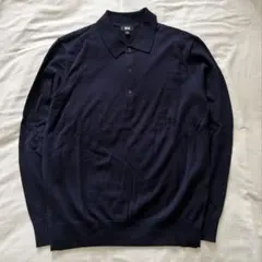 UNIQLO ユニクロ メリノニットポロ ネイビーのサムネイル
