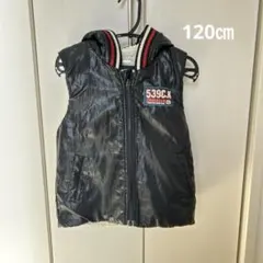 フード付き　中綿ベスト 黒　120cm