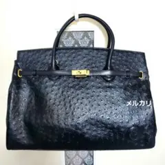 BALEO GALUBANO オーストリッチ本革 ブラック ゴールド金具 A4