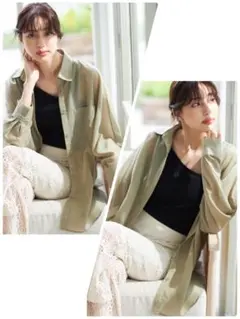 ★超美品★レディースNGNI シアードルマンシャツ size M ライトカーキ