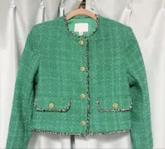 h＆m グリーンツイードジャケット