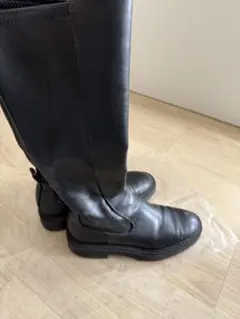 ZARAブラックレザー ロングブーツ