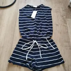 EGOIST ボーダー柄ショートオールインワン