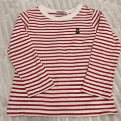 DOUBLE.B 赤と白のストライプ 長袖カットソー