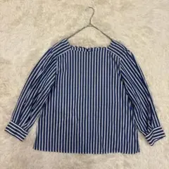 グリーンレーベルリラクシング ストライプブラウス パールボタン Z9134