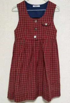 ファミリア　チェック　ワンピース　ジャンバースカート　120