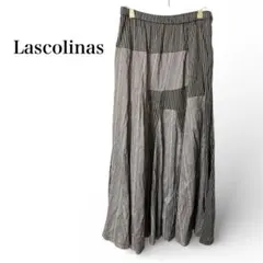 ラスコリナス　フレアスカート　ストライプ　黒白　ロング　柄