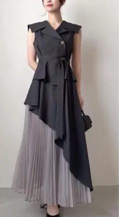 dazzlinアシメプリーツトレンチワンピース