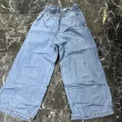GU ライトブルー ゴム入り ワイドパンツ