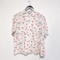 ニコアンド イージーケア POP 開襟 シャツ アロハ パンダ 総柄 チャイナ