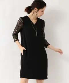 D GB Peツイル×レース Vネック ワンピース