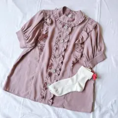 Ank rouge ビジューボタン くすみピンクブラウス+チュチュアンナ 靴下のサムネイル