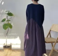 As know AS plus アシメ切り替えロングワンピース