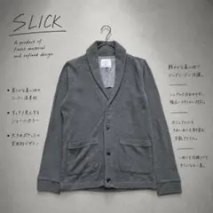 Y8775〔スリック〕ショールカラーカーディガン ジャケット カジュアル グレーのサムネイル