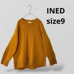 イネド INEDオーバーサイズニット セーター毛混　9号　マスタードイエロー