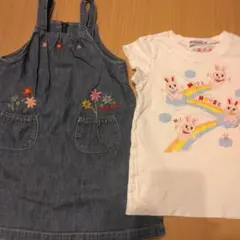 ミキハウス ジャンバースカートとTシャツセット 100cm