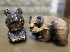 木彫りの熊　2体　中古品