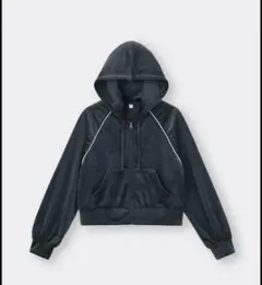 GU ベロアフルジップパーカー XL ダークグレー