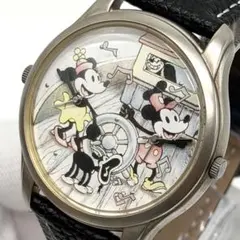 稼働 インガソール Disney ミッキーマウス ローマン デイト 黒文字盤 