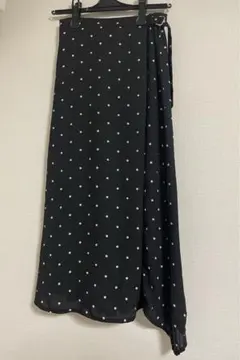 ドット柄 プリーツスカート　ブラック　黒