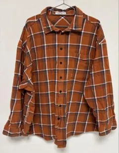 【RODEO CROWNS】オレンジ系チェック長袖シャツ