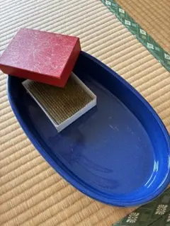 瑠璃色 長方形 水盤 花器 華道 小原流 生け花 花瓶　剣山をセットで！！