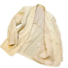 【大特価】　クリーム色 テーラードジャケット 二つボタン M リネン混合