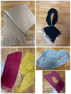 マフラーセット（ベージュ・黒・グレー・マゼンタ・黄色）