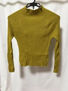 【美品】リブ編み マスタード 長袖セーター
