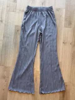 グレー プリーツ ワイドパンツ　L