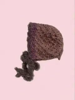｟ハンドメイド｠ 柄 フリル ガーリー ファー バラクラバ ニット帽 帽子