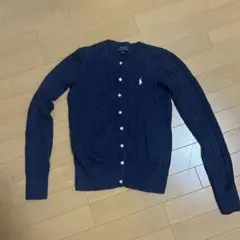 ポロラルフローレン　ケーブル　コットン　ホワイトポニー　ネイビー　カーディガン
