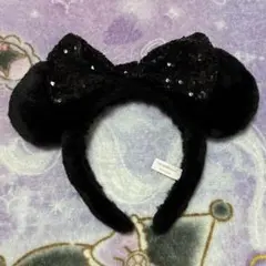 ディズニー カチューシャ ミニー スパンコール×モコモコ 黒