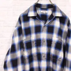 GLOBAL WORK オンブレチェック オープンカラーシャツ グローバルワーク